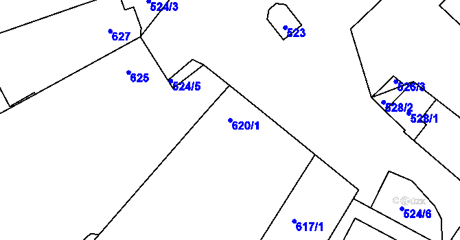 Parcela st. 620/1 v KÚ Chvalešovice, Katastrální mapa