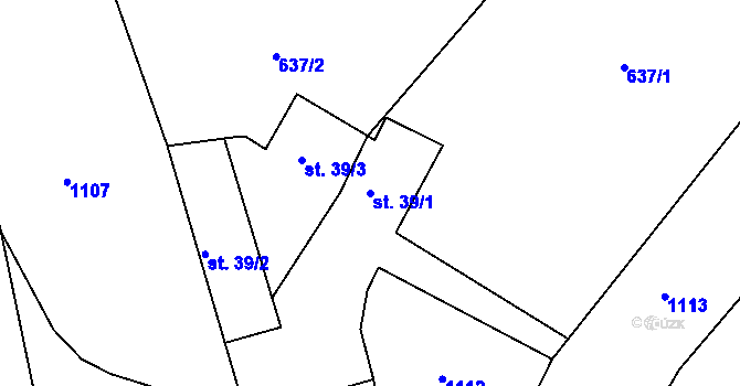 Parcela st. 39/1 v KÚ Chvaletice u Protivína, Katastrální mapa