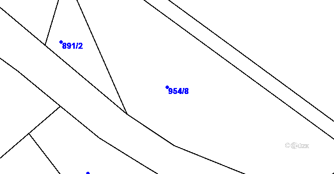 Parcela st. 954/8 v KÚ Chvaletice, Katastrální mapa