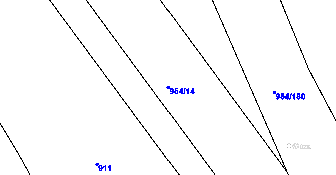 Parcela st. 954/14 v KÚ Chvaletice, Katastrální mapa