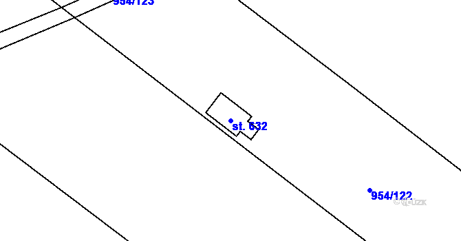 Parcela st. 632 v KÚ Chvaletice, Katastrální mapa