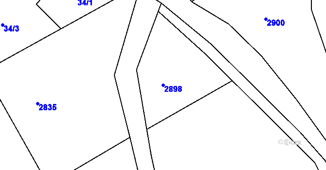 Parcela st. 2898 v KÚ Chvaletín, Katastrální mapa