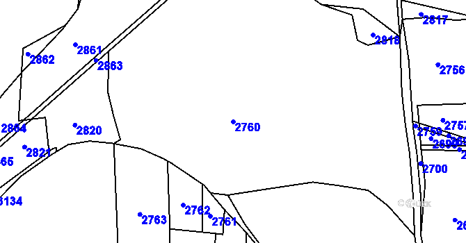 Parcela st. 2760 v KÚ Chvaletín, Katastrální mapa
