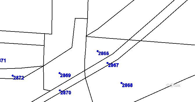 Parcela st. 2866 v KÚ Chvaletín, Katastrální mapa