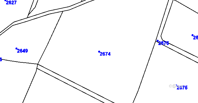 Parcela st. 2674 v KÚ Chvaletín, Katastrální mapa