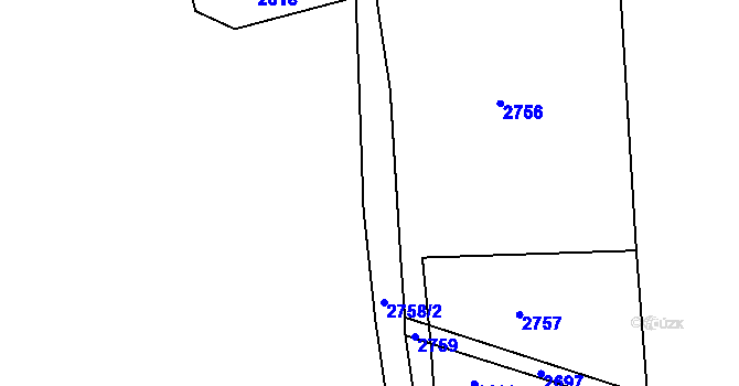 Parcela st. 2758 v KÚ Chvaletín, Katastrální mapa