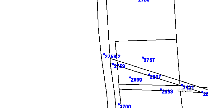 Parcela st. 2758/2 v KÚ Chvaletín, Katastrální mapa