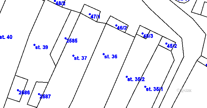 Parcela st. 36 v KÚ Chvaletín, Katastrální mapa