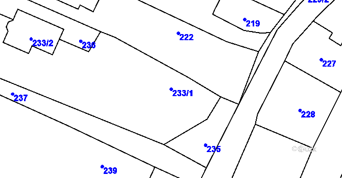 Parcela st. 233/1 v KÚ Chvalíkovice, Katastrální mapa