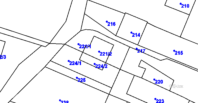 Parcela st. 221/2 v KÚ Chvalíkovice, Katastrální mapa