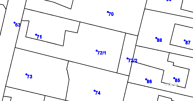 Parcela st. 72/1 v KÚ Chvalíkovice, Katastrální mapa