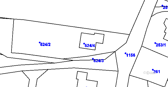 Parcela st. 524/4 v KÚ Chvalíkovice, Katastrální mapa