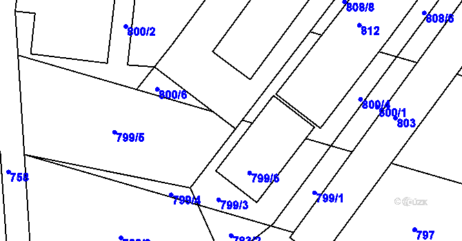 Parcela st. 799/2 v KÚ Chvalíkovice, Katastrální mapa