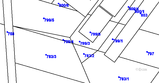 Parcela st. 799/3 v KÚ Chvalíkovice, Katastrální mapa