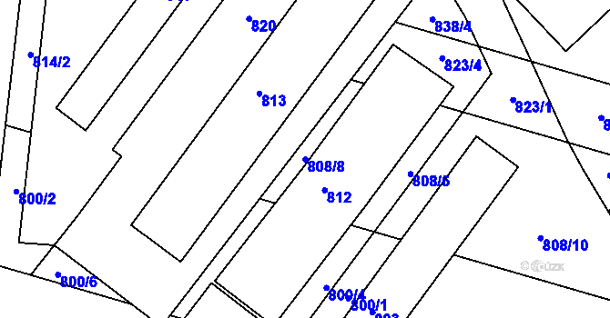 Parcela st. 808/8 v KÚ Chvalíkovice, Katastrální mapa