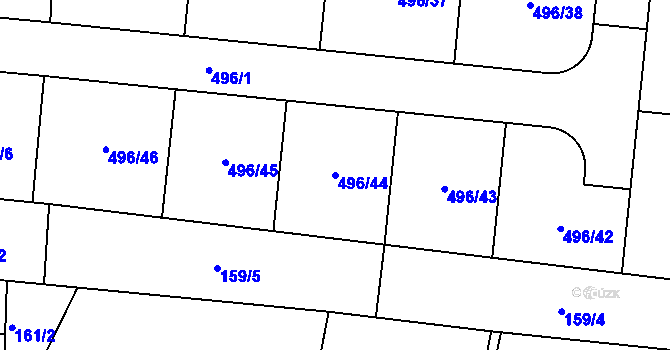 Parcela st. 496/44 v KÚ Chvalíkovice, Katastrální mapa