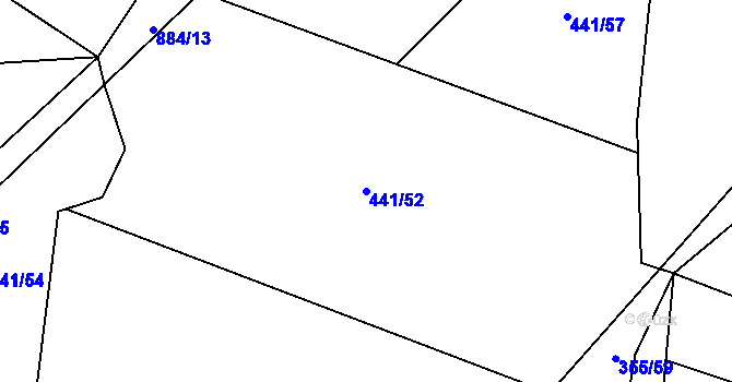 Parcela st. 441/52 v KÚ Chválkov u Kamenice nad Lipou, Katastrální mapa