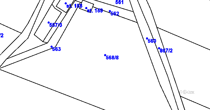 Parcela st. 568/8 v KÚ Chválkov u Kamenice nad Lipou, Katastrální mapa