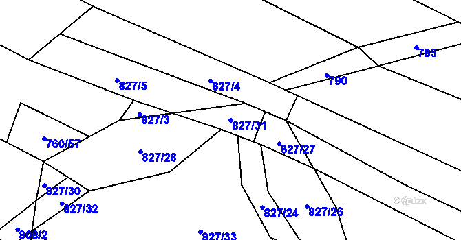 Parcela st. 827/31 v KÚ Chválkov u Kamenice nad Lipou, Katastrální mapa