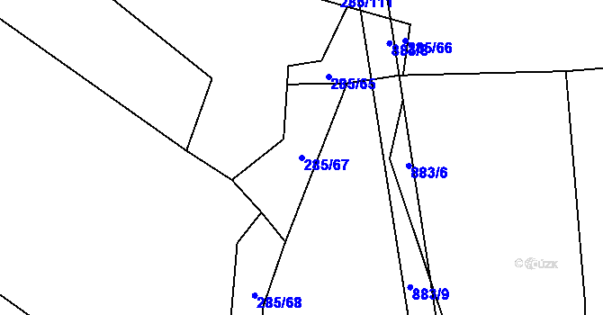Parcela st. 285/67 v KÚ Chválkov u Kamenice nad Lipou, Katastrální mapa