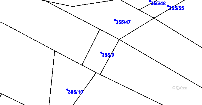 Parcela st. 355/9 v KÚ Chválkov u Kamenice nad Lipou, Katastrální mapa