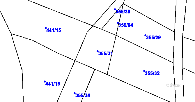 Parcela st. 355/31 v KÚ Chválkov u Kamenice nad Lipou, Katastrální mapa