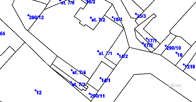 Parcela st. 7/1 v KÚ Chválkov u Kamenice nad Lipou, Katastrální mapa