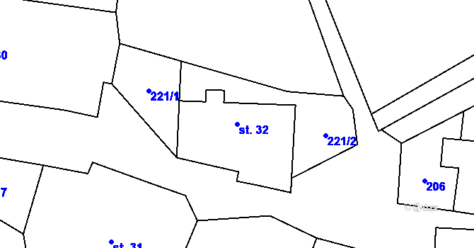 Parcela st. 32 v KÚ Chválkov u Kamenice nad Lipou, Katastrální mapa