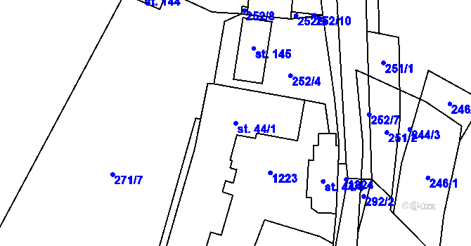 Parcela st. 44/1 v KÚ Chválkov u Kamenice nad Lipou, Katastrální mapa