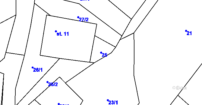 Parcela st. 25 v KÚ Chválkov u Kamenice nad Lipou, Katastrální mapa
