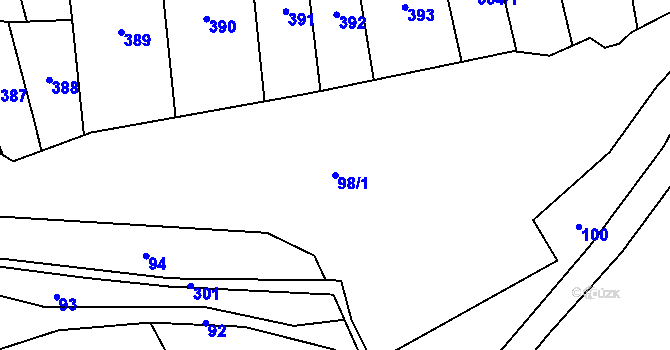 Parcela st. 98/1 v KÚ Chválkov u Kamenice nad Lipou, Katastrální mapa