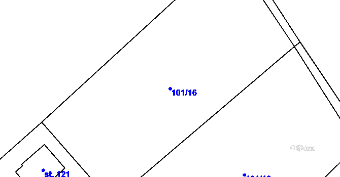 Parcela st. 101/16 v KÚ Chválkov u Kamenice nad Lipou, Katastrální mapa