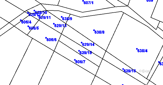Parcela st. 629/14 v KÚ Chválkov u Kamenice nad Lipou, Katastrální mapa
