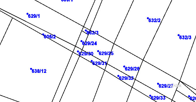 Parcela st. 629/25 v KÚ Chválkov u Kamenice nad Lipou, Katastrální mapa