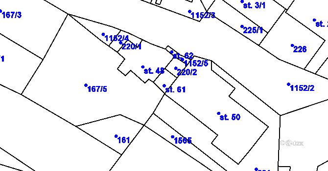 Parcela st. 61 v KÚ Bělčovice, Katastrální mapa