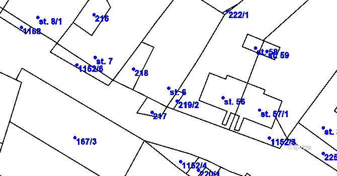 Parcela st. 6 v KÚ Bělčovice, Katastrální mapa