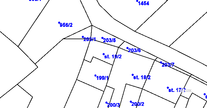 Parcela st. 19/2 v KÚ Bělčovice, Katastrální mapa