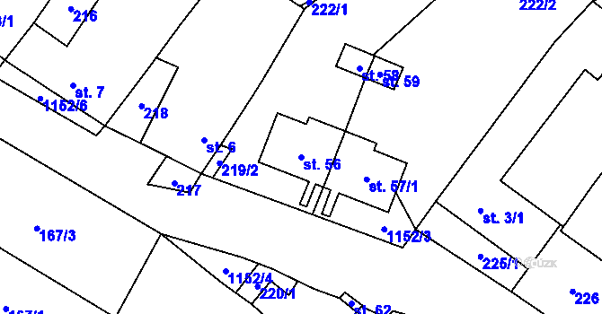 Parcela st. 56 v KÚ Bělčovice, Katastrální mapa