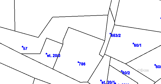 Parcela st. 20/2 v KÚ Chvalkovice v Čechách, Katastrální mapa