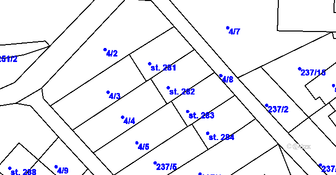 Parcela st. 282 v KÚ Chvalkovice v Čechách, Katastrální mapa