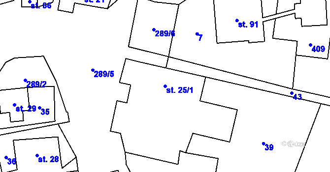 Parcela st. 25/1 v KÚ Malá Bukovina u Chvalkovic, Katastrální mapa