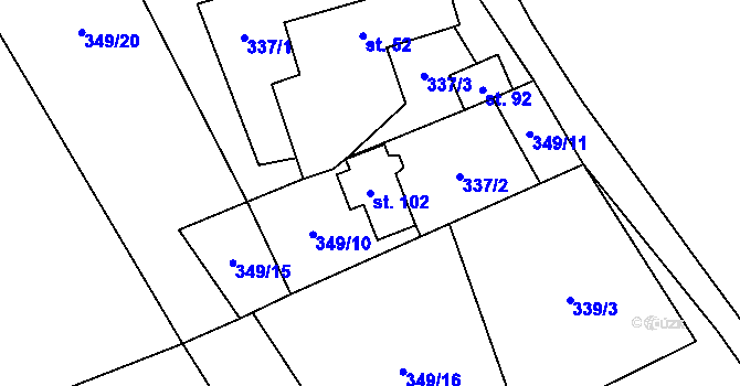 Parcela st. 102 v KÚ Malá Bukovina u Chvalkovic, Katastrální mapa