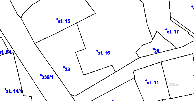 Parcela st. 16 v KÚ Miskolezy, Katastrální mapa
