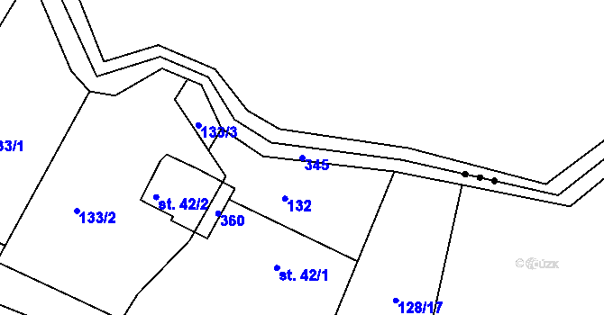 Parcela st. 345 v KÚ Miskolezy, Katastrální mapa