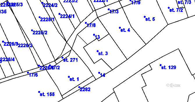 Parcela st. 3 v KÚ Chvalkovice, Katastrální mapa