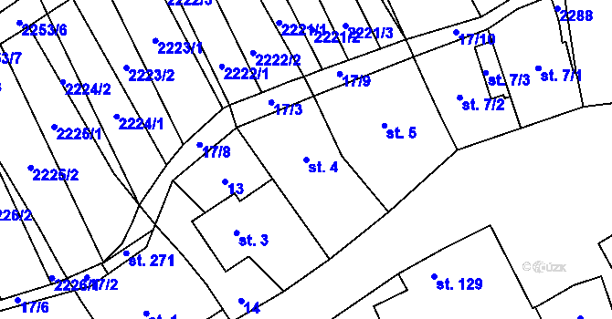 Parcela st. 4 v KÚ Chvalkovice, Katastrální mapa