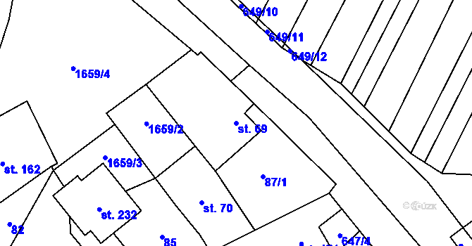 Parcela st. 69 v KÚ Chvalkovice, Katastrální mapa