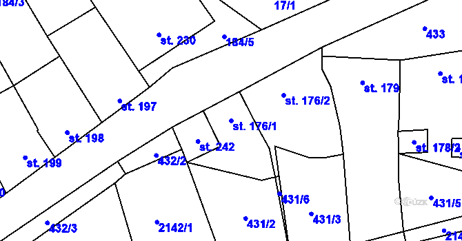 Parcela st. 176/1 v KÚ Chvalkovice, Katastrální mapa