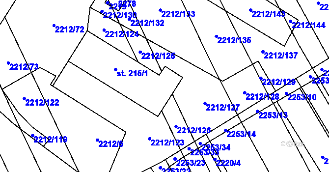 Parcela st. 215/2 v KÚ Chvalkovice, Katastrální mapa