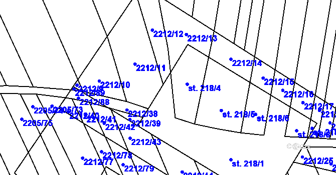 Parcela st. 218/3 v KÚ Chvalkovice, Katastrální mapa